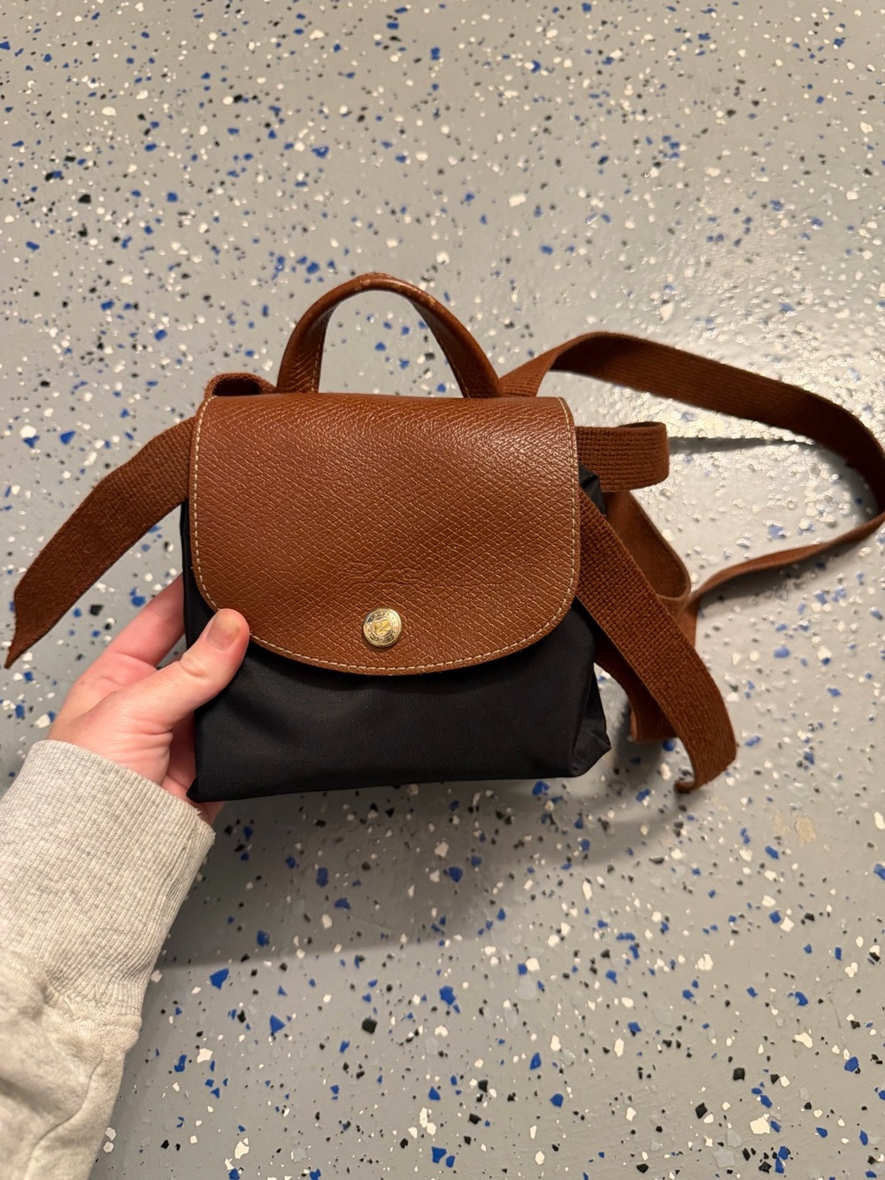 longchamp backpack- le pilage- Compact Brown & Black Bag